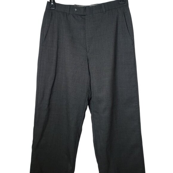 Design Men Dress Pants Flat-Front Slim Fit Waist Wool-Blend Business & Formal W - Picture 4 of 16